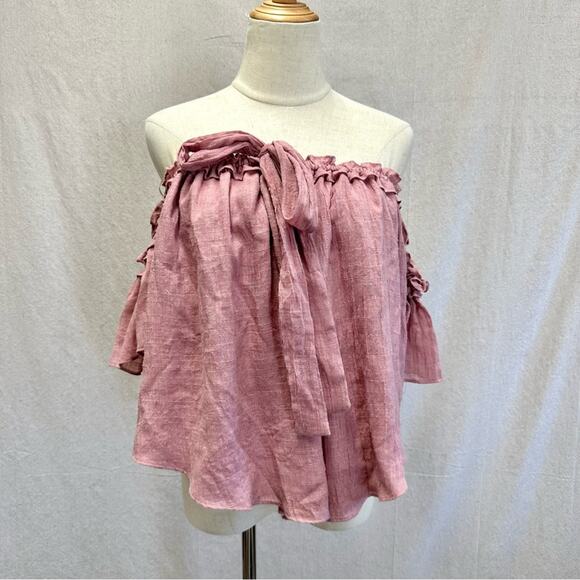 MISA Los Angeles Anouk Short Sleeve Off the Shoulder tie Top Small cottagecore - Picture 9 of 16